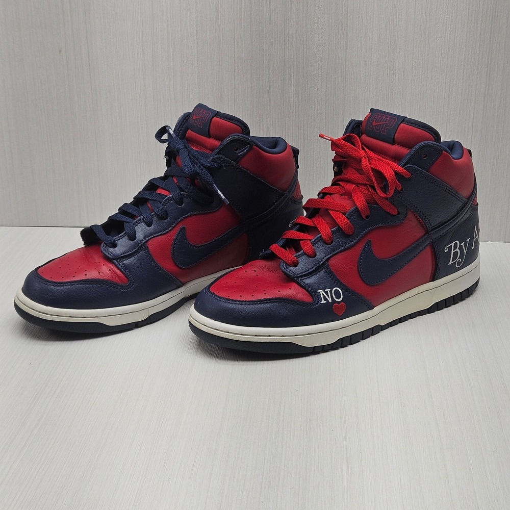 Nike SB Dunk High Supreme By Any Means Navy Red DN3741-600 Mens 8.5 - Picture 7 of 14